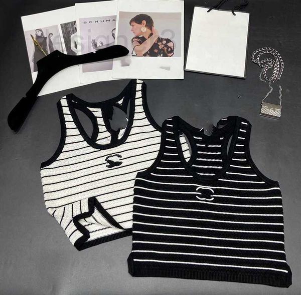 

women's tanks & camis designer stripe interlaced chic 2023ss spring/summer new knitted tank available in two colors ekii, White