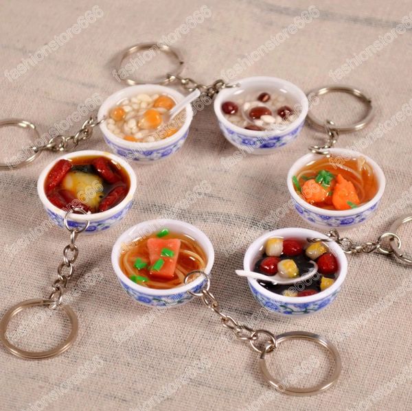 

creative chinese style mini simulation keychain 3cm blue white porcelain bowl funny food keychain jewelry gift accessories, Silver