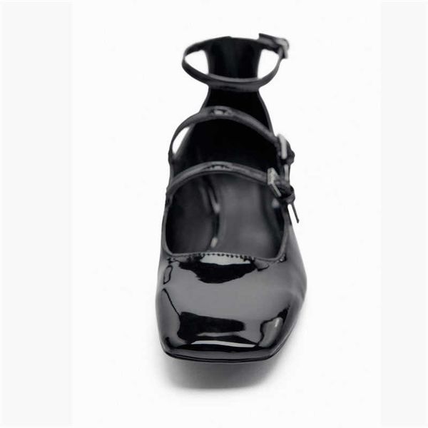 

new sandals women black leather heeled summer squared toe block heel high heels female comfort plus size pump shoes 230406