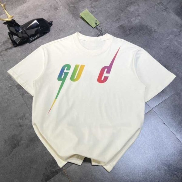 

designer women's clothing 20% off 2023 summer high version loose simple blade letter round neck sleeve t-shirt, White