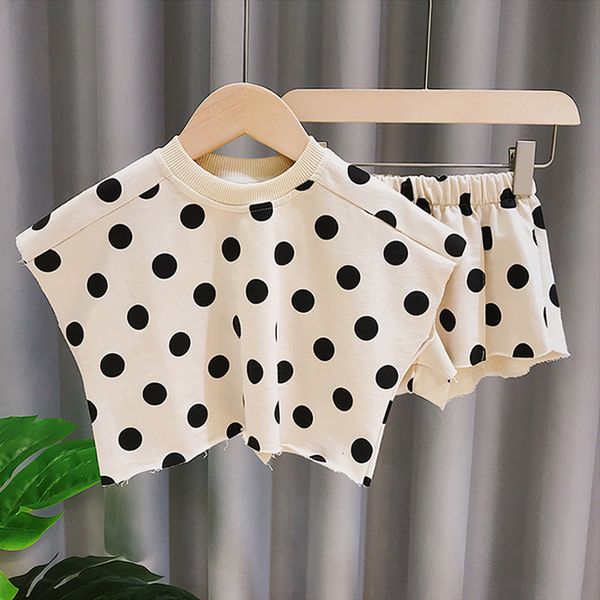 

clothing sets summer children's and girls' clothing set baby polka dot loose t-shirt children's clothing set 230410, White