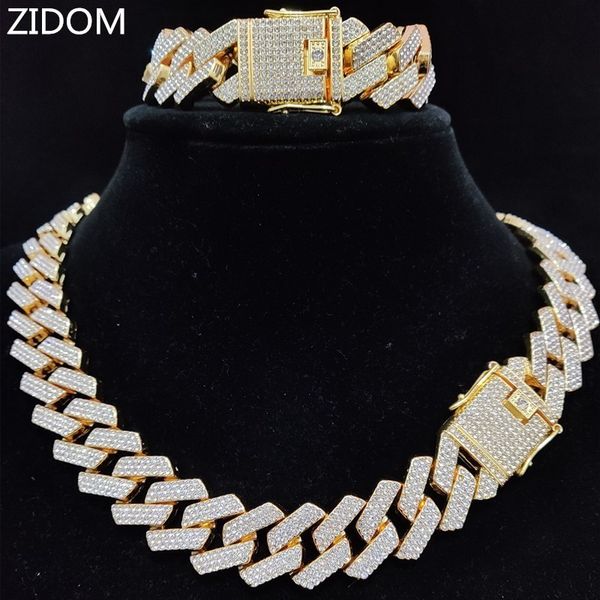 

chokers men women hip hop chain necklace for fashion party 20mm width rhombus cuban chains necklace hiphop iced out bling jewelry 230410, Golden;silver