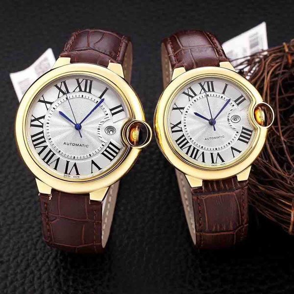 

aaa quality gold men's watch 33mm 36mm 42mm dial women automatic mechanical stainless steel sapphire male wrist watch one set watches10, Slivery;brown