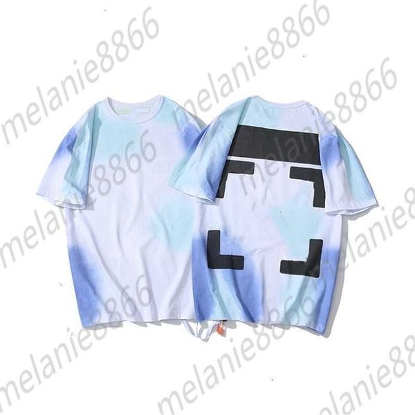 

men's t-shirts tide brand style while new beijing limited tie dye rendering gradient male and female lovers arrow short sleeves t-shirt, White;black