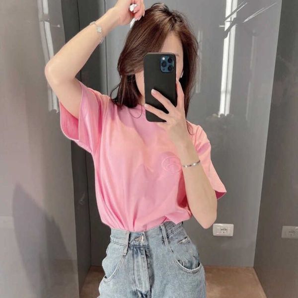 

womens designer t shirt shirt correct version spa front back embroidered t-shirt loose sleeve versatile for men women, White;black