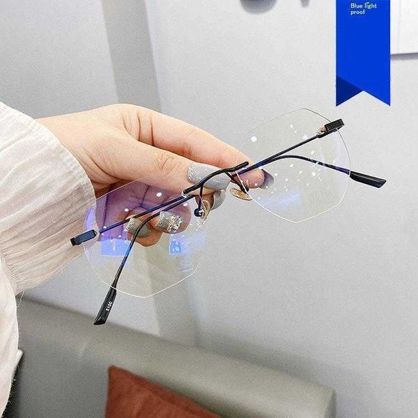 

glasses frame anti blue light frameless irregular plain womens fashionable