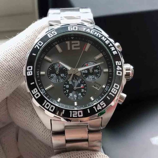 

men mens full funtions chronograph luxury watch watches origina vk quarz movement mesh band montre de luxe wristwatch101, Slivery;brown