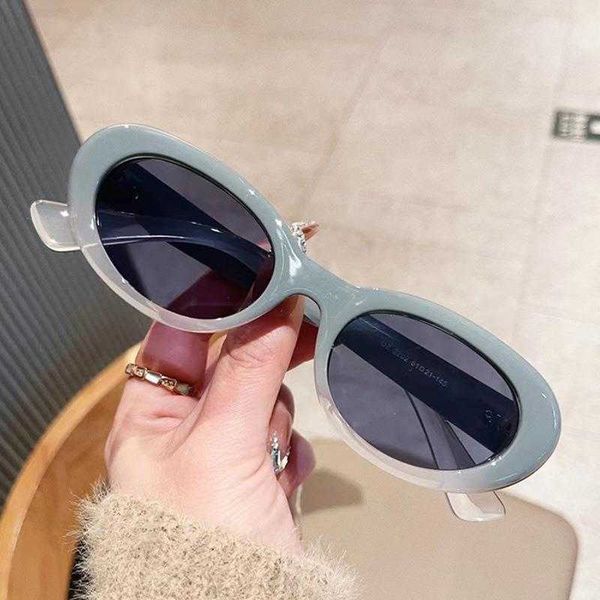 

small frame blue oval sunglasses ins internet famous and vintage street sgirl