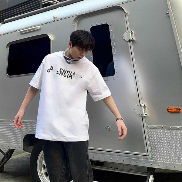 

womens designer t shirt tracksuit shirt correct spring family 23ss classic print old made loose os sleeve t-shirt, White