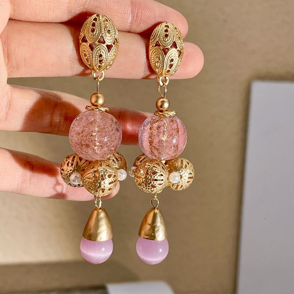 

stud europe and america vintage earrings pink crystal opal drop dangle for women wedding daily jewelry pendant gift 230410, Golden;silver