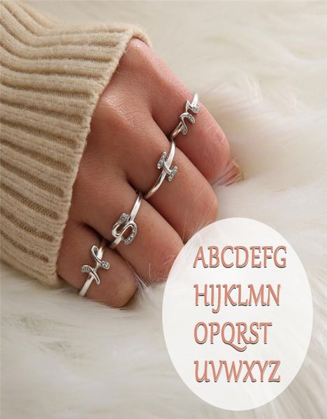 

alphabet initial letter ring az stackable adjustable ring for women5582711, Silver