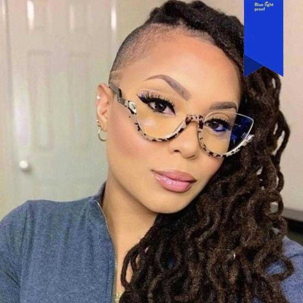 

half frame diamond retro plain glasses cat eye trend anti blue ray ins