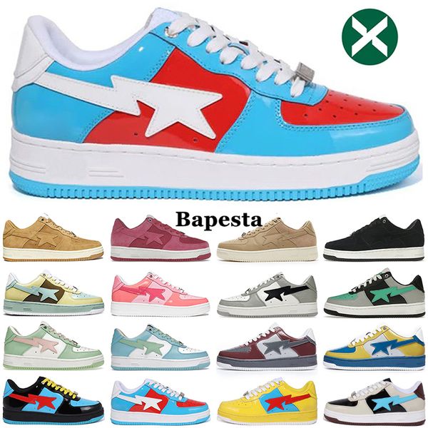 

baped sta casual running shoes sk8 low men women black white pastel green blue suede pink mens womens trainers outdoor sports sneakers walki