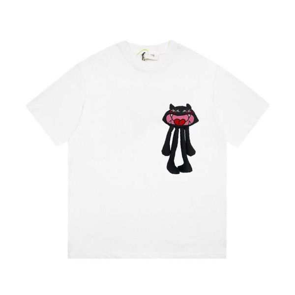 

womens designer t shirt tracksuit high edition 2023 summer little demon monster pins loose sleeve t-shirt, White
