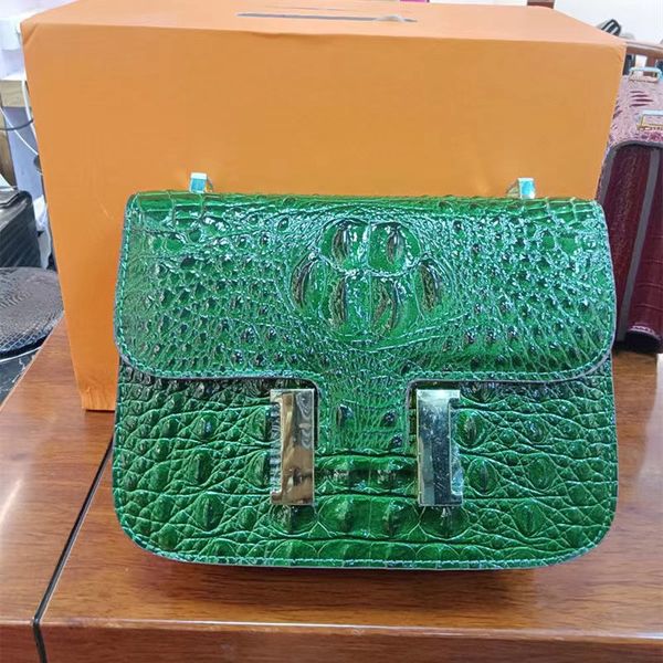 

High-end Leather One Shoulder Crossbody Bag Designer Stewardess Fashion New Patent Crocodile Print Tofu Senior Women's Casual Handbag