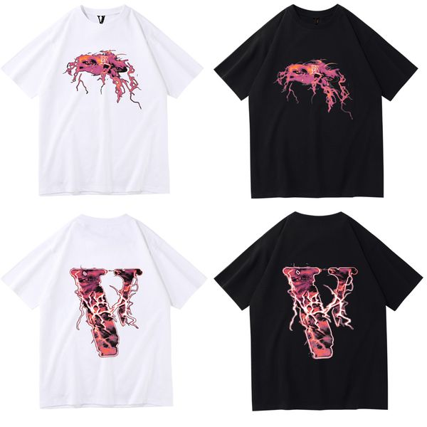 

vlone desginer t shirt for men summer tee men t-shirt tshirt short sleeve big v loose hip hop print tee mens women lovers clothing vlones, White;black