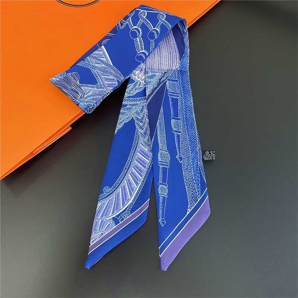 

h's silk scarf net red ribbon hair band female decorative bag handle strap thin high-end, Black;purple