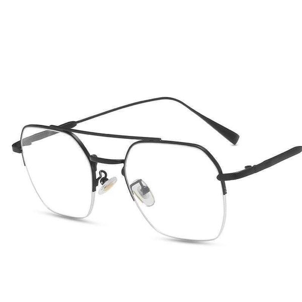 

fashion gold silk double beam glasses frame mens trendy personalized half anti