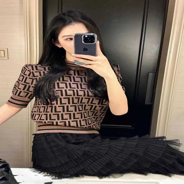 

designer summer women t shirt spring/summer 2023 sleeve t-shirt half height round neck classic style letter jacquard, White;black