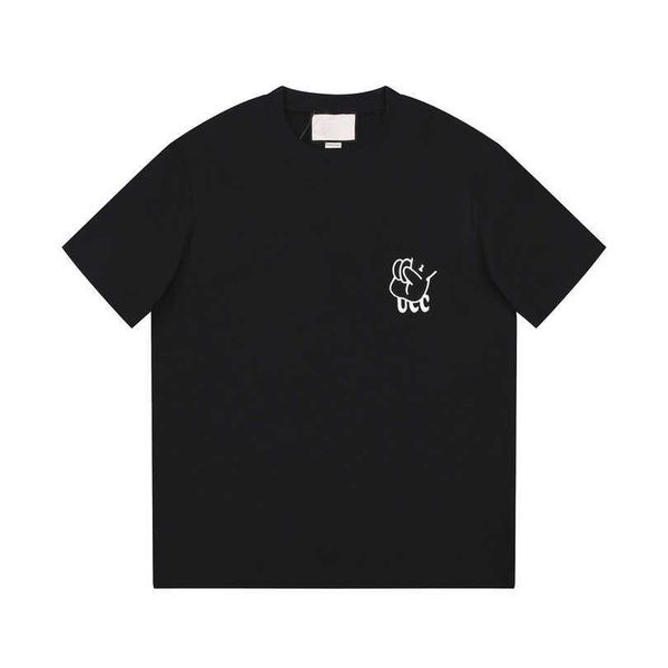 

2023 new women's tshirt shirt version scissor hand sleeve round neck t-shirt couple casual, White