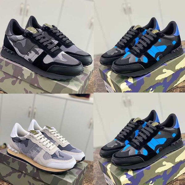 

designer camouflage mesh rivet shoes casual shoes suede sneakers chaussures flat shoes for men and women with diamond-encrusted brand camouf, Black