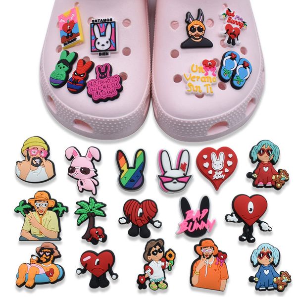 

anime charms wholesale childhood memories bad bunny toys funny gift cartoon charms shoe accessories pvc decoration buckle soft rubber clog c, Blue