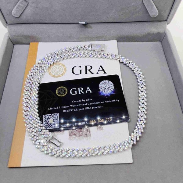 

wholesale price 8mm miami 925 sterling silver necklace vvs moissanite cuban link chain
