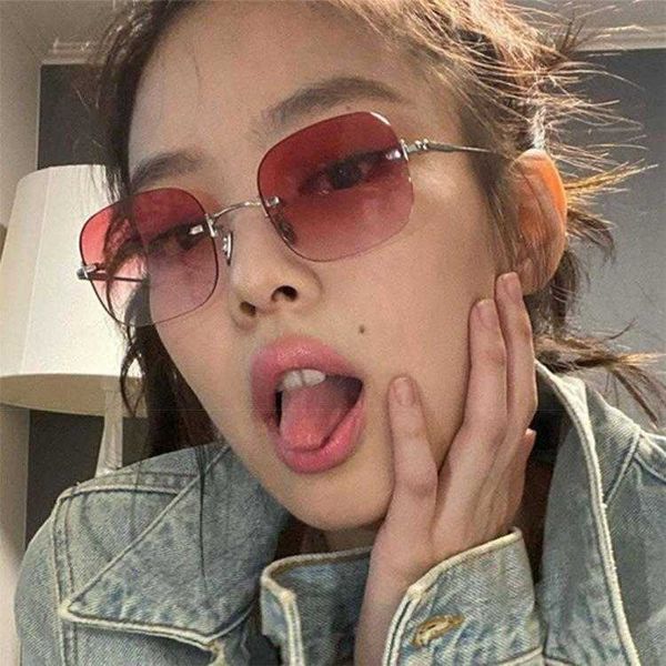 

anti blue light square frameless plain glasses sunglasses instafamous frame
