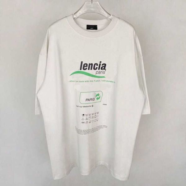 

designer women's clothing 20% off shirt high version trendy 21ss summer front back cola wave slogan printed trend sleeve t-shirt, White;black