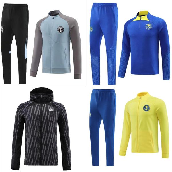

2023 2024 mexico liga mx club america tracksuit giovani hoodies soccer jacket suit c.blanco full zipper football sportswear training sets, Black