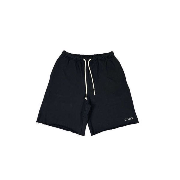 

womens designer t shirt tracksuit shirt high edition classic basic small letter matte embroidery versatile shorts capris, Black