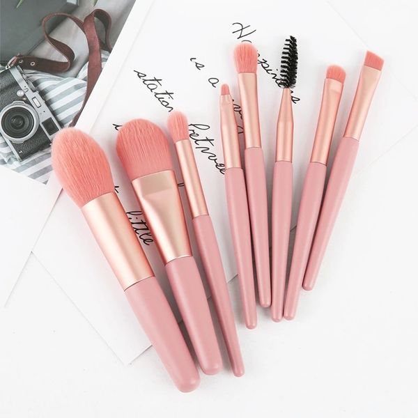 

8 soft hair mini matte makeup brush set portable eye shadow brush powder blusher brush full set of makeup brush