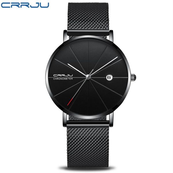 

crrju mens watches brand luxury black quartz men watch drop mesh strap casual sport male relogio masculino223s, Slivery;brown