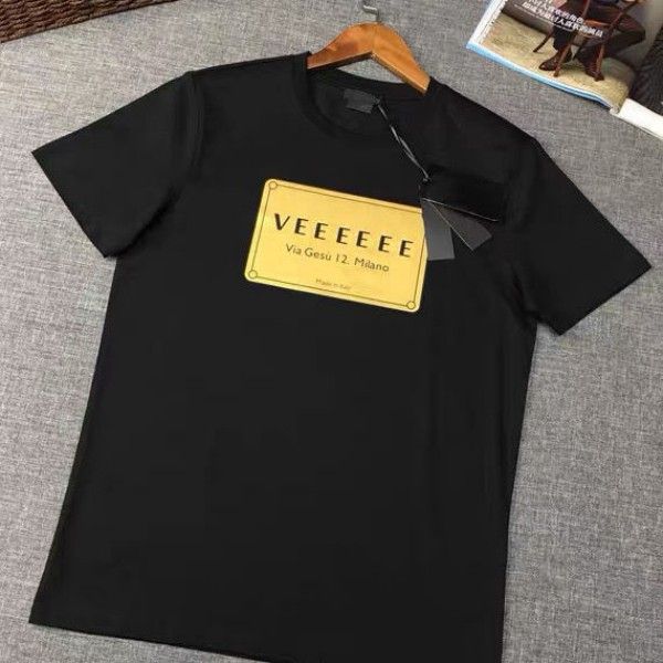 

high-quality medusa embroidery men's t shirt v-letter tide brand logo spring/summer pure cotton short sleeve t-shirts for boys and girl, White;black