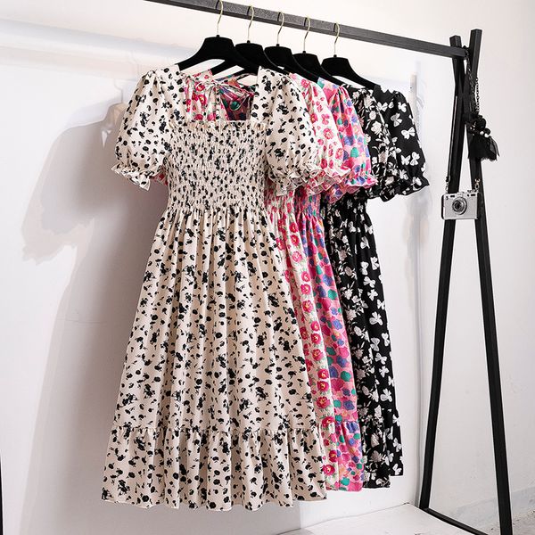 

casual dresses spring/summer short sleeve casual dress women's elastic waist pleated backless chiffon dress women's midi dress ves, Black;gray