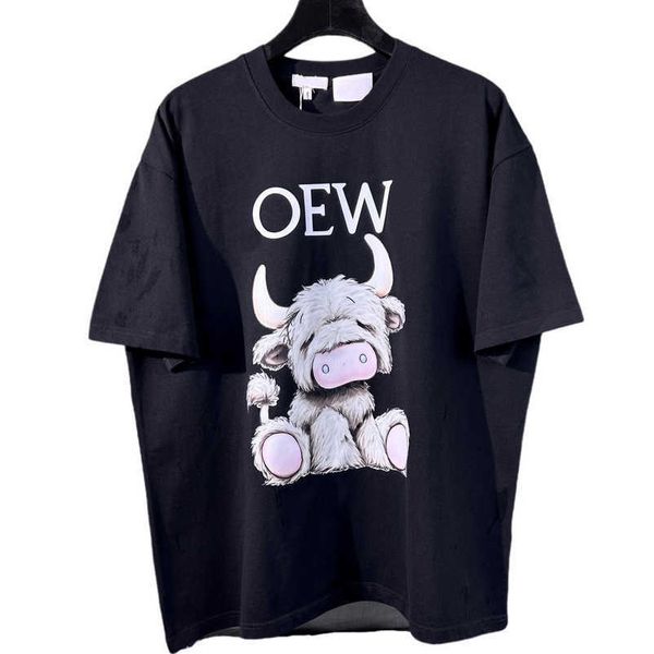 

2023 new designer womens t shirt high-end shirt high version product luojia co branded miyazaki junki longcat sleeve couple delicate casual, White;black
