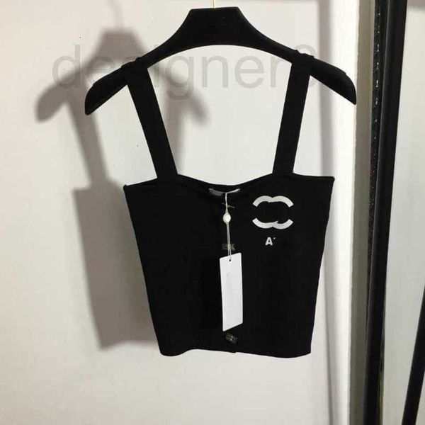 

women's tanks & camis designer brand women suspender vest chic alphabet metal button elastic force knitted womens clothes a1 baiq, White