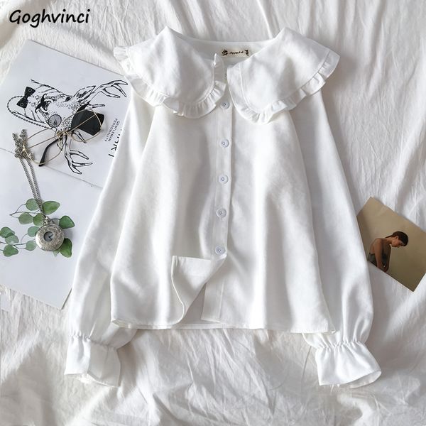 

women's blouses shirts women's peter pan collar selling korean fashion student kawaii cute daily street clothing women's casu, White
