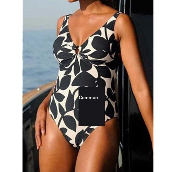 

swimwear backless skinny swimsuit womens halterneck printed one piece, White;black