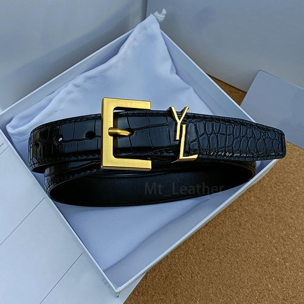 

man designer belt for cowskin gold silver buckle 3cm width women designer belts alligator pattern cnosme belts, Black;brown
