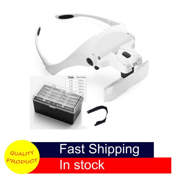 

magnifying glasses 1.0x 1.5x 2.0x 2.5x 3.5x adjustable 5 lens loupe led light headband magnifier glass led magnifying glasses with lamp 2304