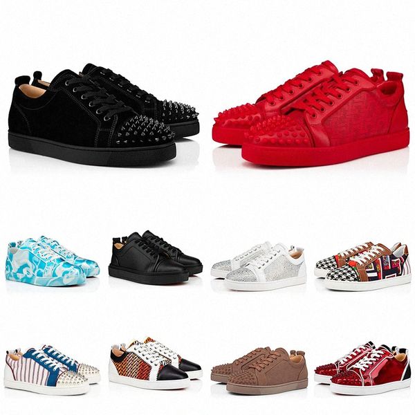 

2023 designer casual shoe designer low christians shoes sneakers for mens women fashion cut leather splike loafers vintage luxury trainers w, Black