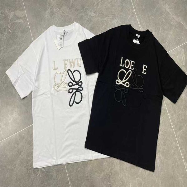 

womens designer t shirt shirt loe spring summer black white two-color three-dimensional embroidery design couple t-shirt sleeve xxl, White;black