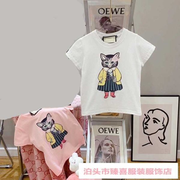

designer new women t shirt shirt chaopai family cartoon t-shirt loose sleeve couple parent-child style box, White