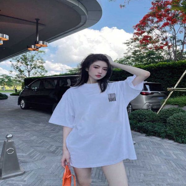

designer new women t shirt shirt high edition 2023 summer moss code letter print couple sleeve t-shirt, White