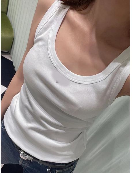 

camisoles tanks street casual women tand 2023 summer classic metal decoration elastic comfortable cotton versatile slim vest sling 230410, Black;white