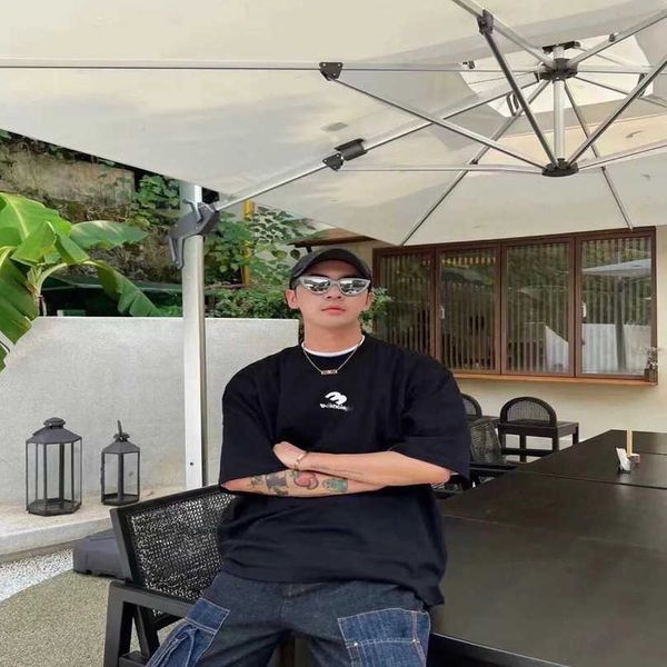 

luxury designer women t shirt correct spring family 23ss classic water jet print loose os sleeve t-shirt, White