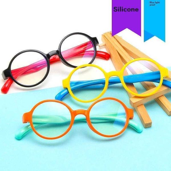 

childrens round frame anti blue ray plain glasses cute candy colored soft silica