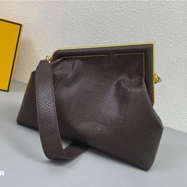 

2023 snake pattern messenger clip bag genuine leather designer bag metal edging large logo lock ladies fashion clutch handbag 32.5x15x23.5cm, Black;red