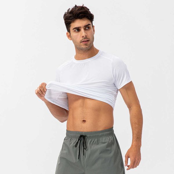 

yoga outfit lulu running shirts compression sports tight fitness gym soccer man jersey sportswear quick dry sport t- lululemens, Gray